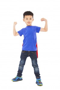 super kid hero raise arms